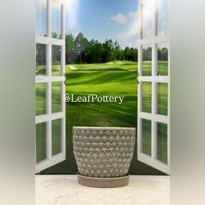 Atasi Gray Ceramic Planter Pot with Saucer Attached